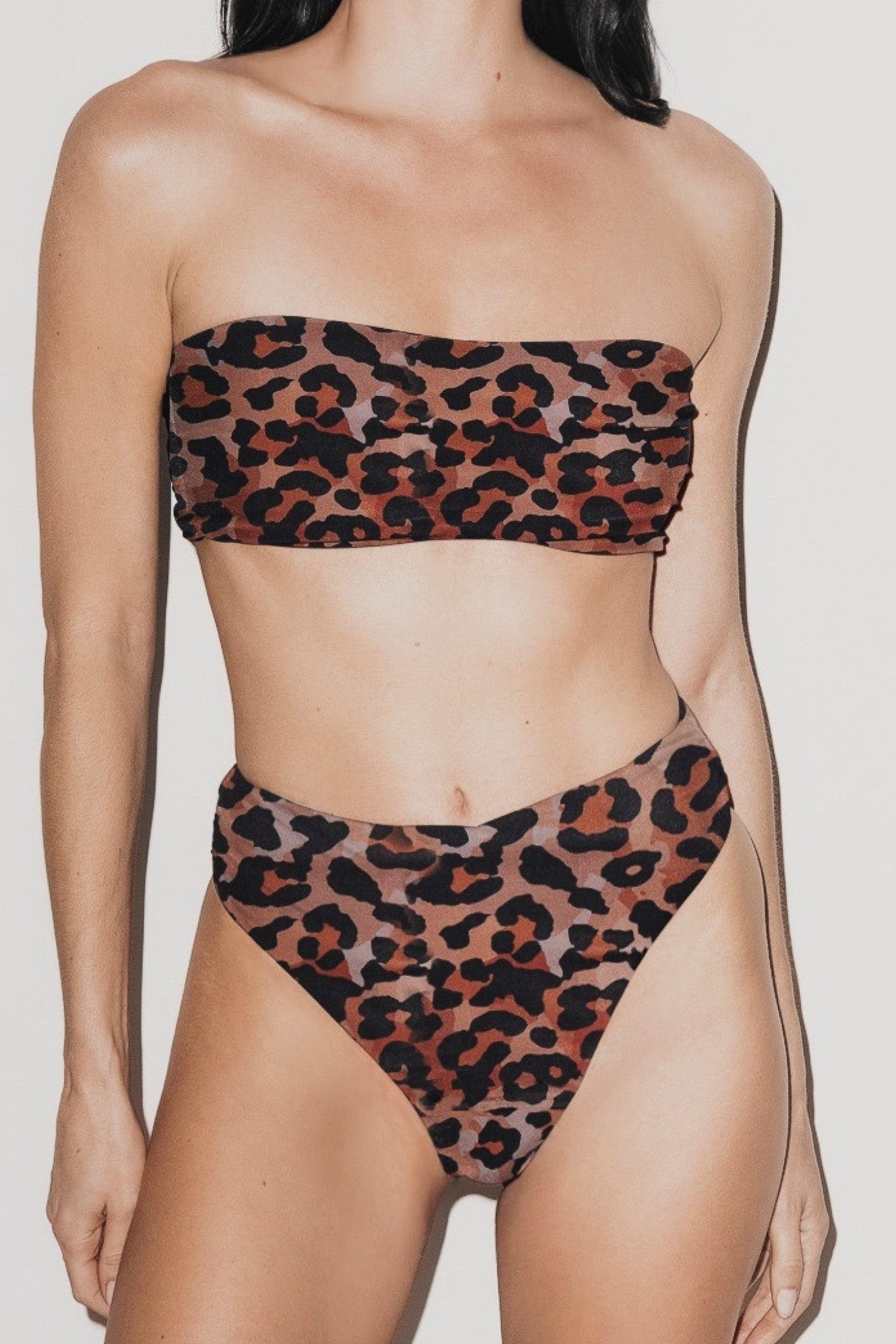 Capri Ruched Bandeau Bikini Set Leopard