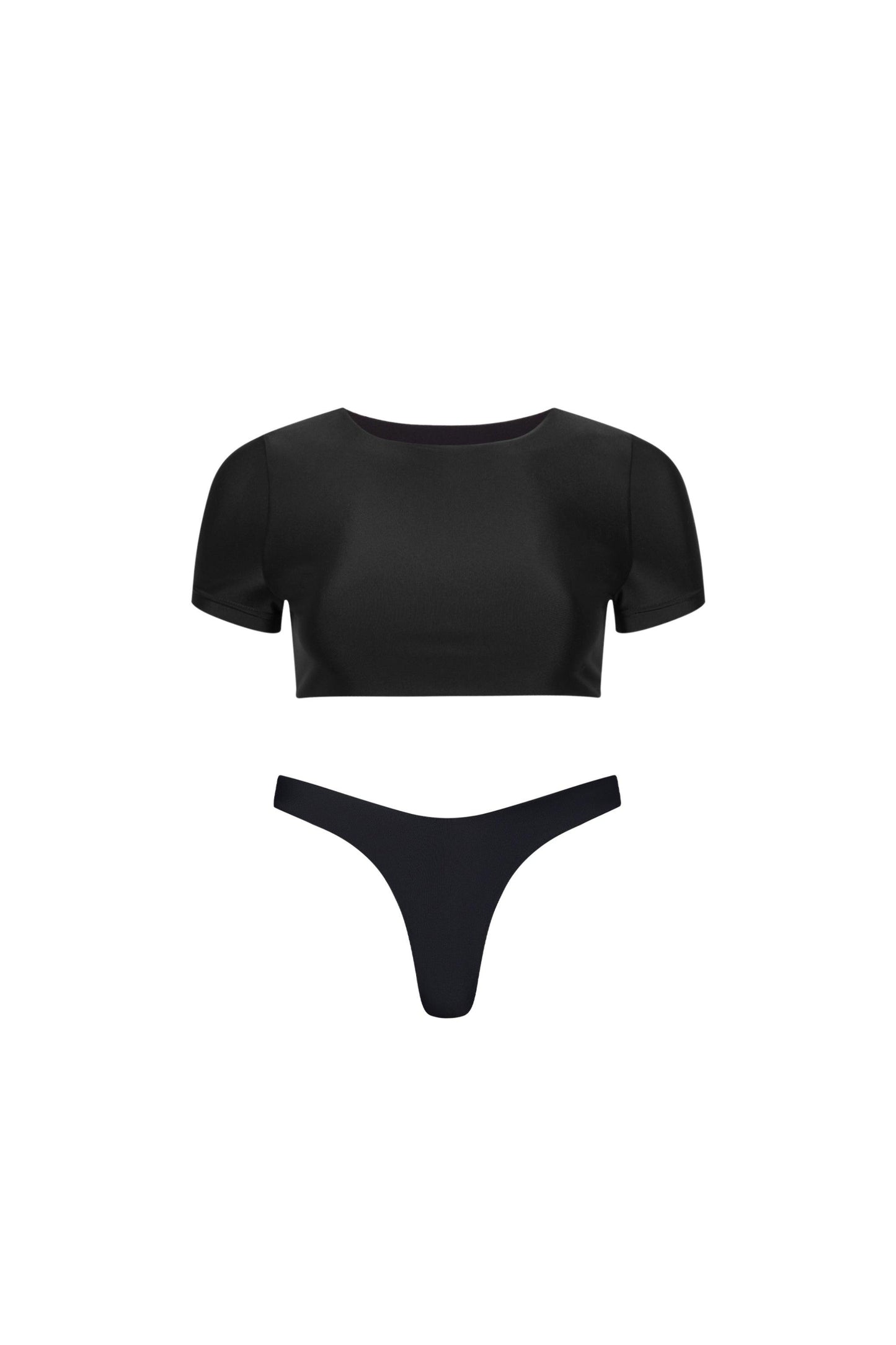 Tahiti Cropped Swim Tee Set Black