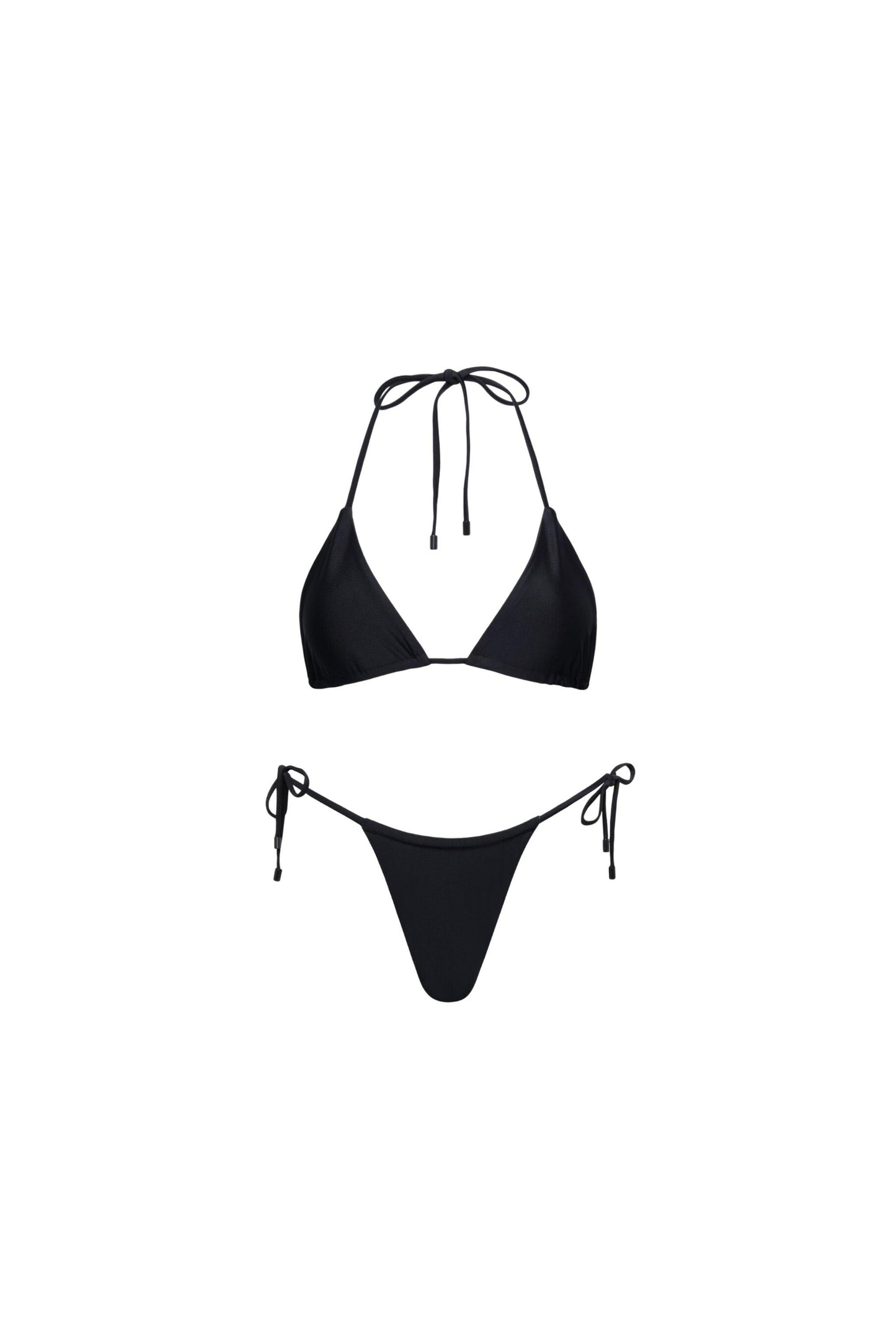 Waikiki Triangle String Bikini Set Black